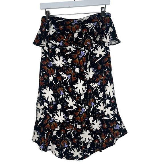 A.L.C Silk Black Floral Strapless Mini Dress Size 0 - Picture 2 of 9